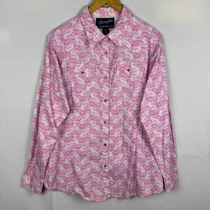 Wrangler Women's Western Long Sleeve Snap Front Shirt XXL Pink Cowgirl Rodeo